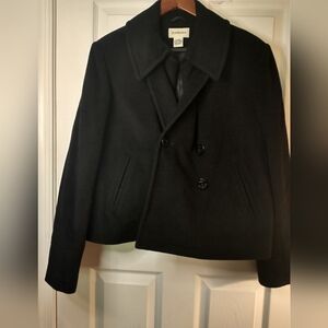 Wool cashmere blend women's black peacoat size XL